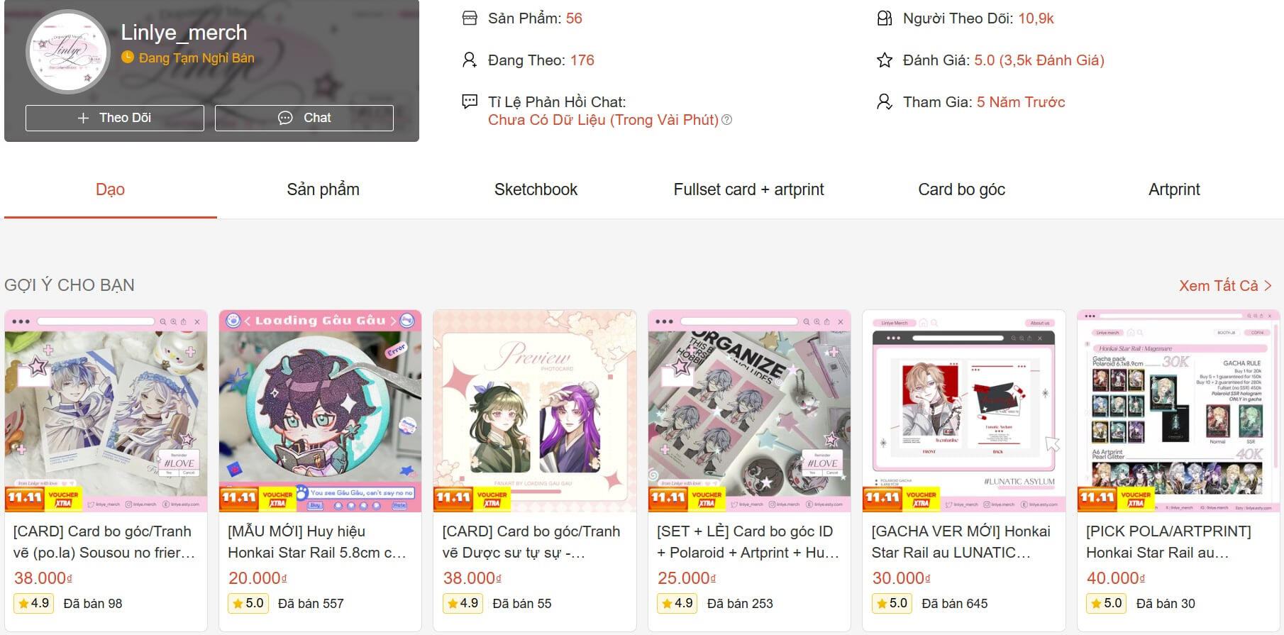 Apart from direct sales at conventions, I also have a small store on Shopee that has received a lot of support from my customers.